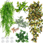 Hamiledyi 5 piece reptile terrarium hanging plants front view