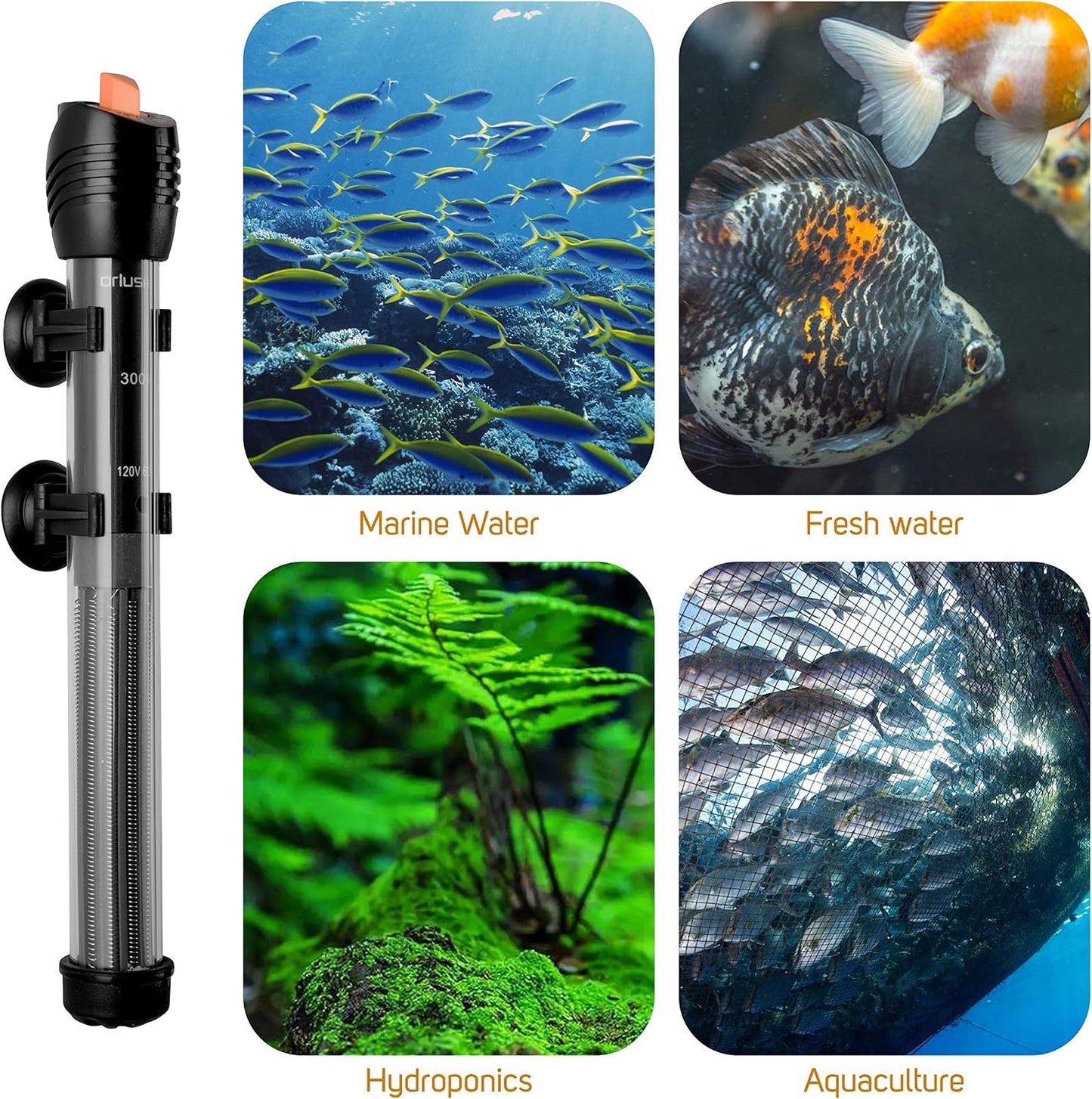 Orlushy submersible heater showing indicator light color change