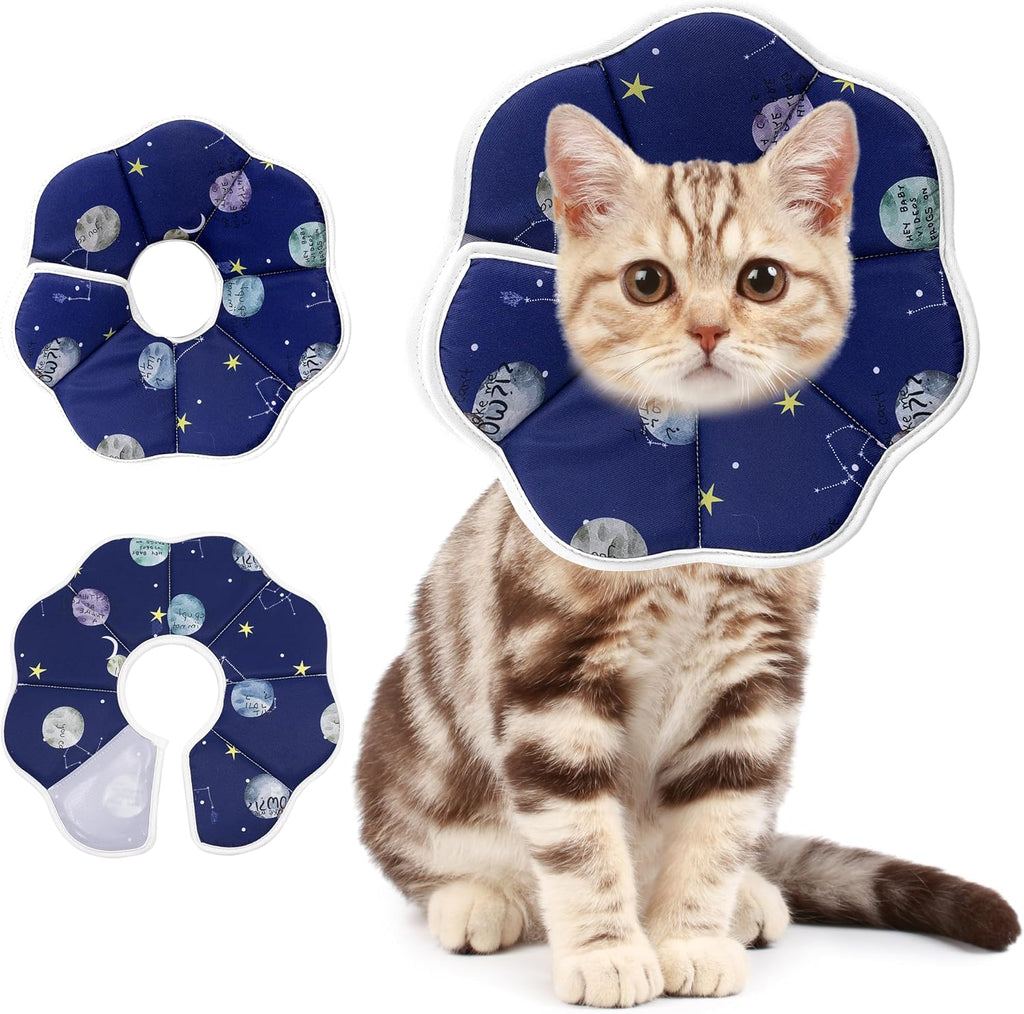 Soft Adjustable Cat Cone Collar, Comfortable Recovery Collar for Cats After Surgery (Dark Blue, Small) - Image 10