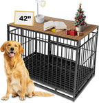 Dog Crate Topper Metal with Magnets for 36 Inch Crate - Aluminum Foldable Dog Kennel Topper Decorative Storage Pet Crate Table Walnut (Only Topper) - Image 9