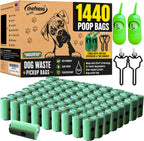 Chefneno biodegradable doggy poop bags front view showcasing bulk packaging and green rolls.