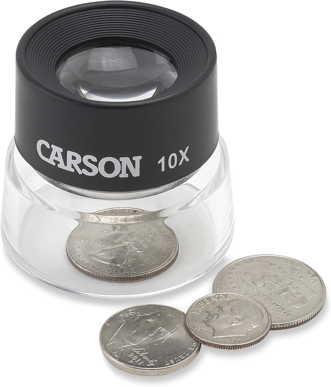 Carson stand magnifier side angle view displaying the 2 inch base diameter footprint