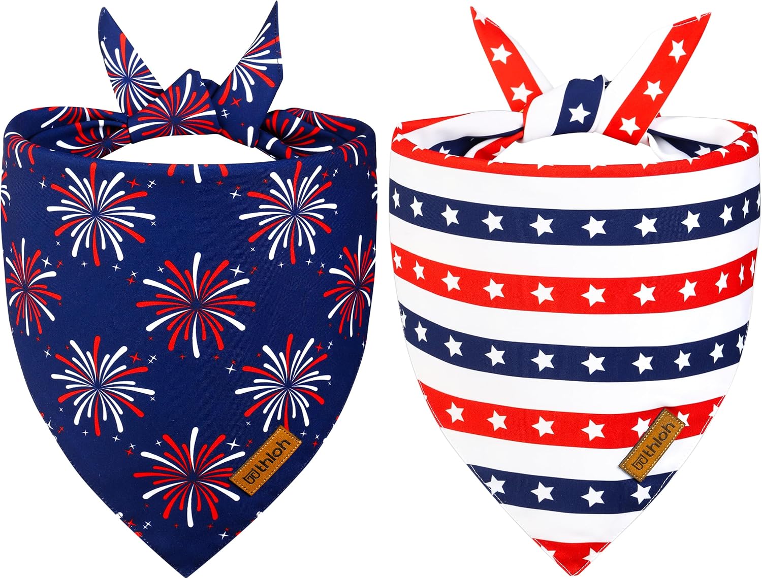 THLOH 4th of July dog bandana front view with American flag pattern