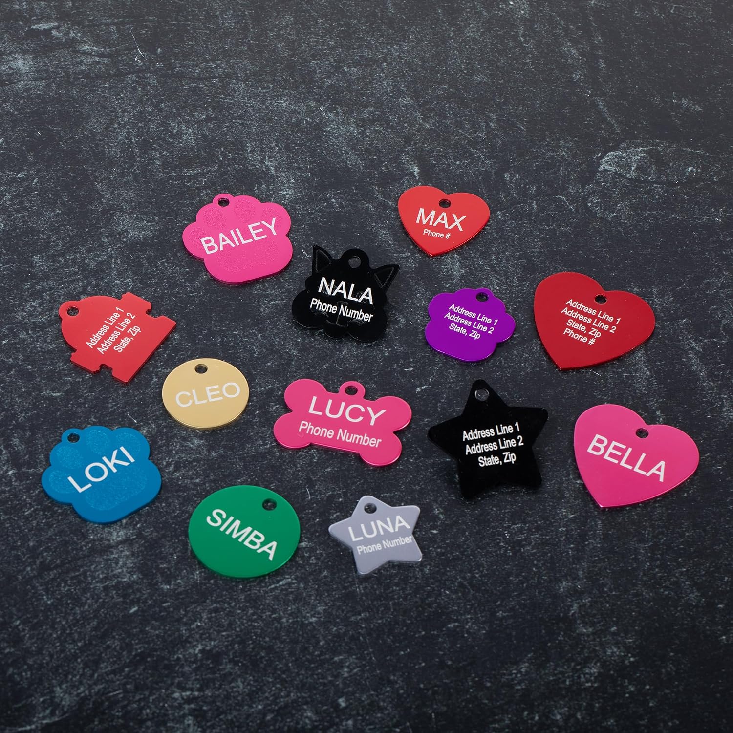 Providence Engraving Pet ID Tags in 8 Shapes, 9 Colors, and Two Sizes - Personalized Dog and Cat Tags with 4 Lines of Customizable Text - Image 10