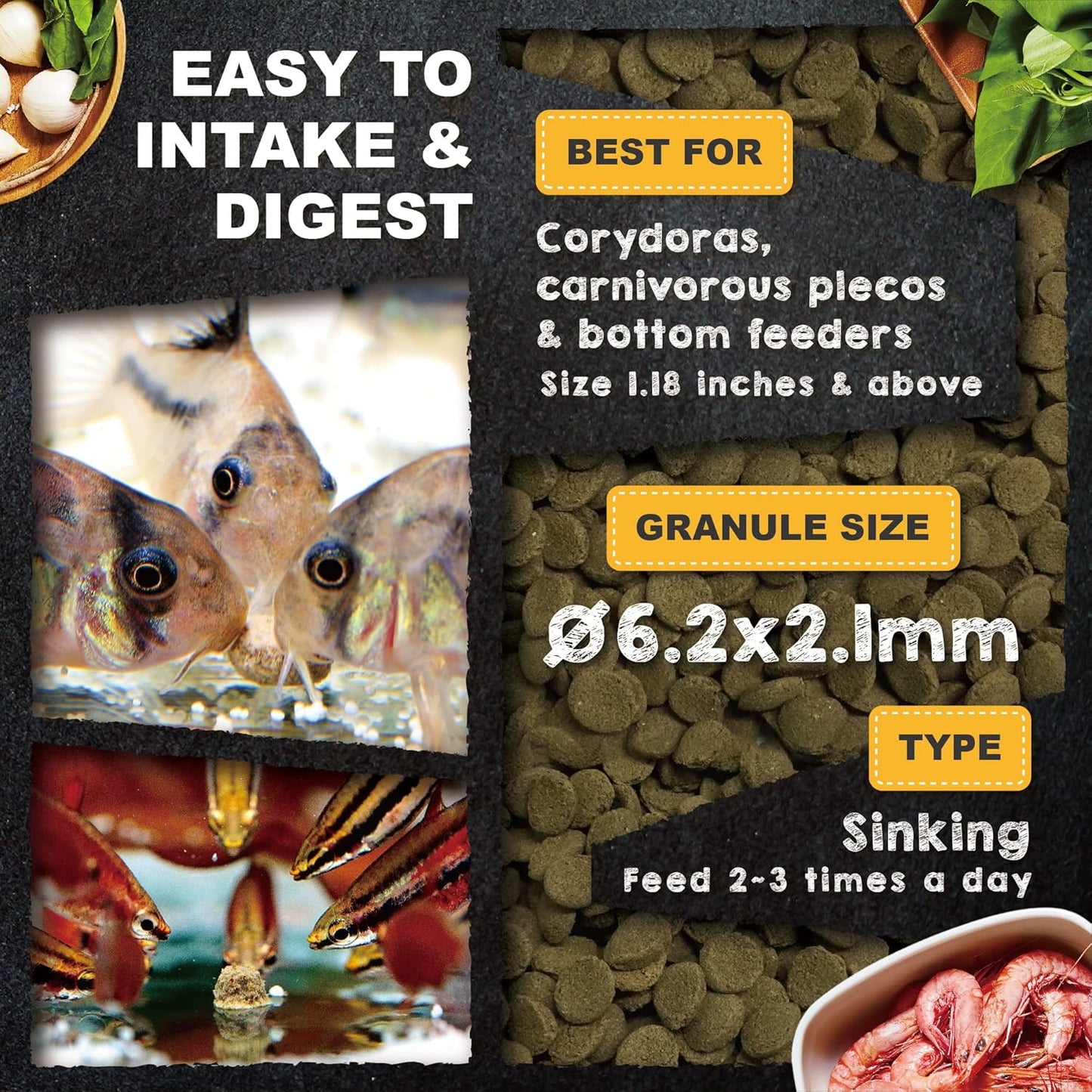 Ultra Fresh bottom feeder food showing the wild sword prawn nutritional benefits.
