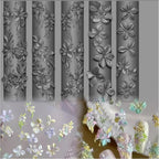 Gehaiwo 3D flower nail mold silicone nail tool front view showing detailed floral cavities for manicure designs