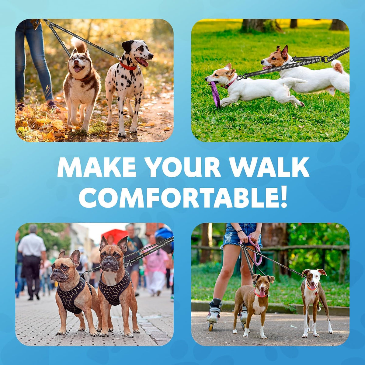 Premium nylon double dog lead designed for medium and large dog breeds.