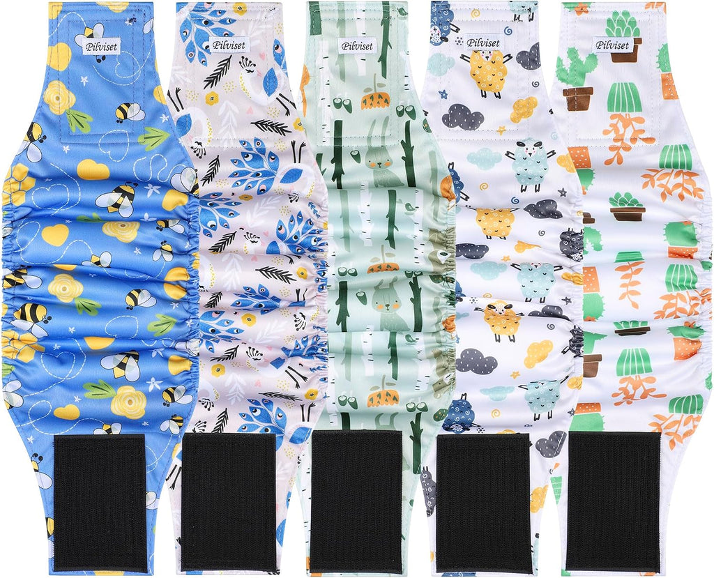 5 Pack Dog Diapers Male Reusable, Premium Belly Bands for Male Dogs, High Absorbing Male Dog Pee Wraps for Doggie in Incontinence or Excitable Urination and Training, Dino S - Image 13