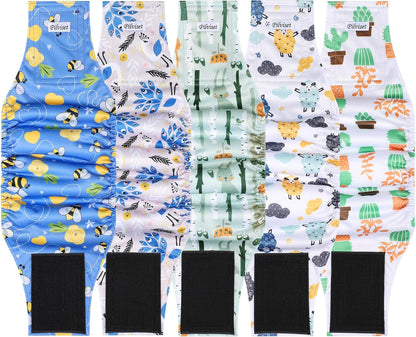 5 Pack Dog Diapers Male Reusable, Premium Belly Bands for Male Dogs, High Absorbing Male Dog Pee Wraps for Doggie in Incontinence or Excitable Urination and Training, Dino S - Image 13
