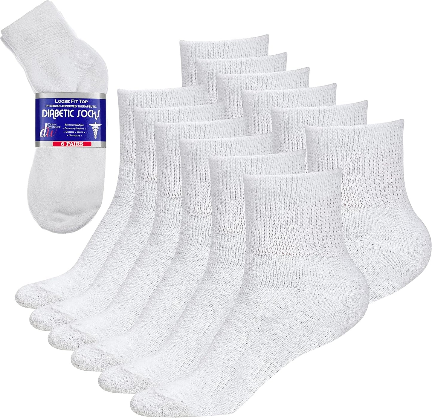 Debra Weitzner diabetic ankle socks 6 pack front view cotton blend