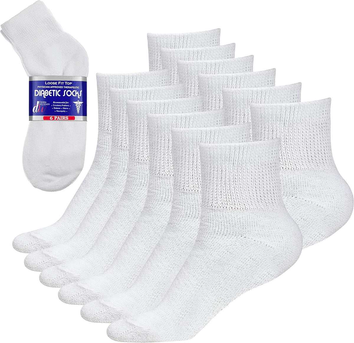 Debra Weitzner diabetic ankle socks 6 pack front view cotton blend