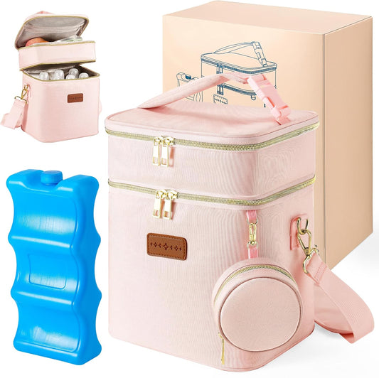DerBiedersinn breastmilk cooler bag front view with ice pack