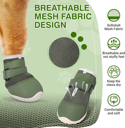 Side profile of Dcoagt dog paw protectors with velcro straps