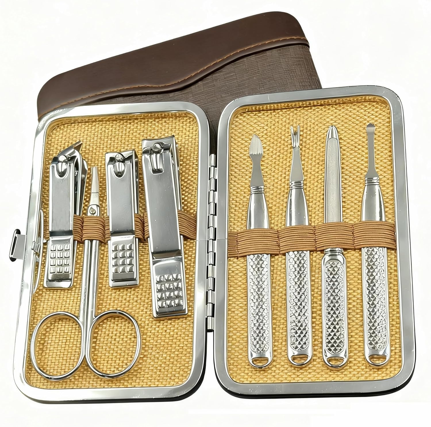 Melyfi 8-piece professional manicure set in brown travel case