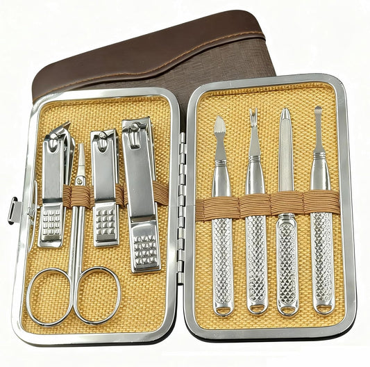 Melyfi 8-piece professional manicure set in brown travel case