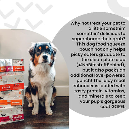 Authentic imported USA pet food topper nutritional facts on back label