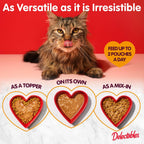 Detailed view of tuna and shrimp flavor cat treat pouch