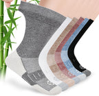 Nolunt diabetic socks for men 6 pairs front view showing crew length design.