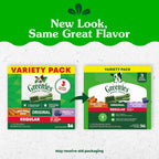 Greenies regular size dog dental chews in three flavor variety pack