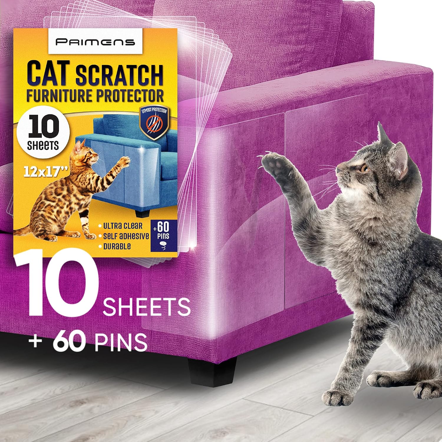 Primens heavy duty cat scratch furniture protectors front packaging