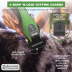 High torque motor cordless animal trimmer close up of self sharpening blades