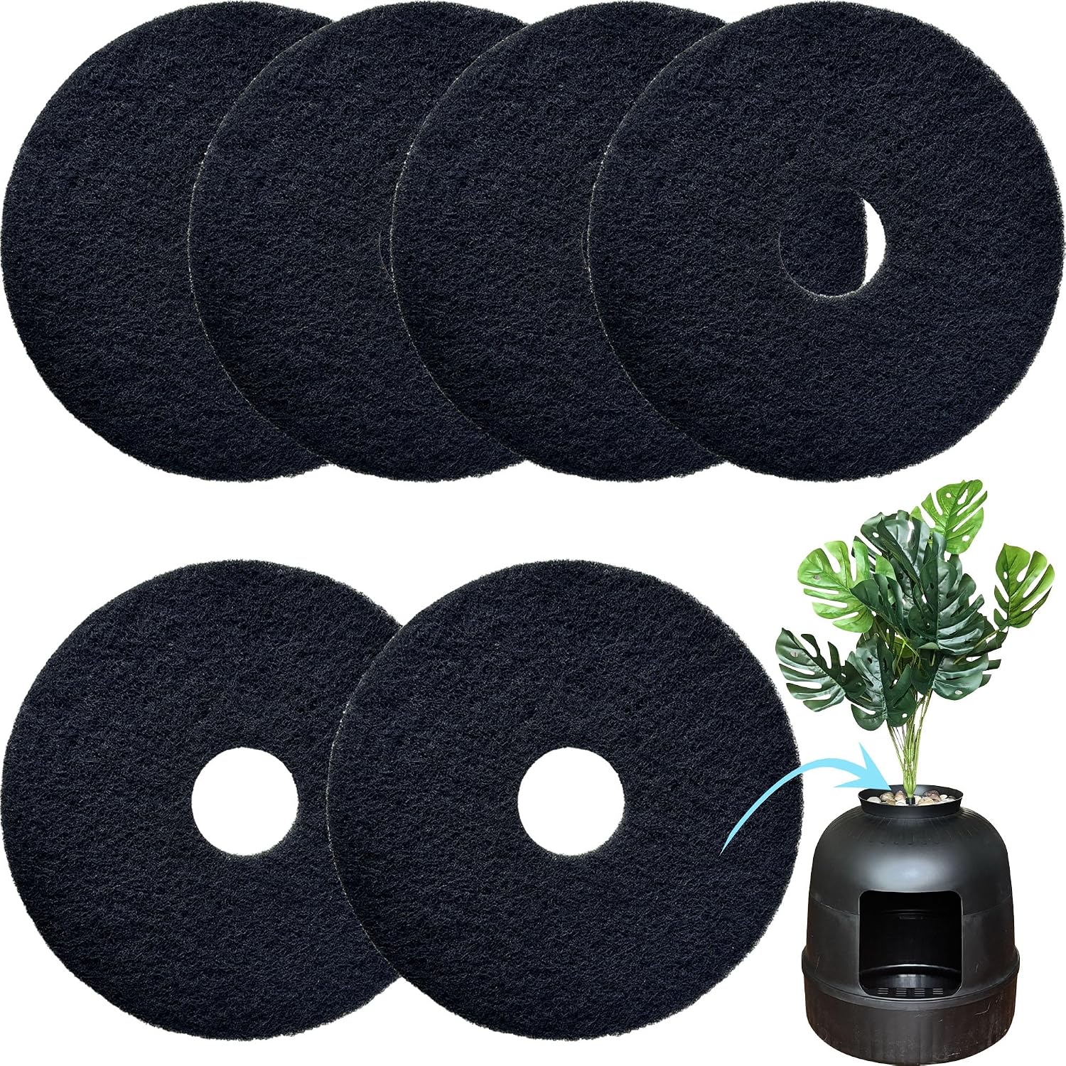 TeurWone cat litter box replacement filters front view activated charcoal odor absorber