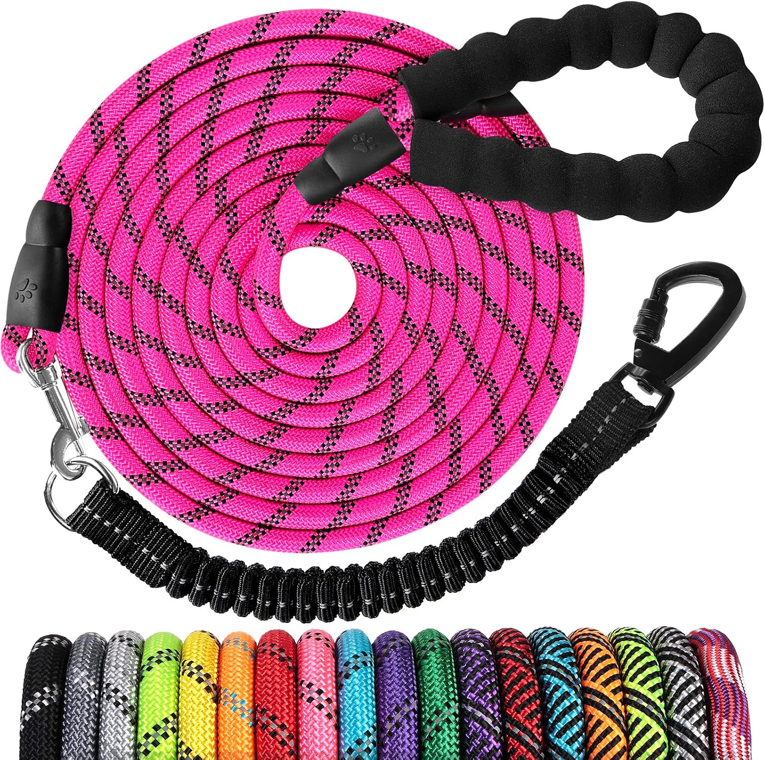 Long Dog Leash 15 FT: Heavy Duty Rope Leashes for Dogs Training with Swivel Lockable Hook Reflective Threads Bungee and Padded Handle - Dog Lead for Large Small Medium Dogs Outside Walking Hiking - Image 12