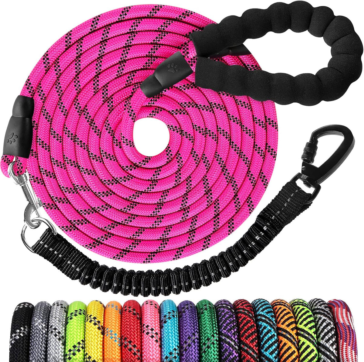 Long Dog Leash 15 FT: Heavy Duty Rope Leashes for Dogs Training with Swivel Lockable Hook Reflective Threads Bungee and Padded Handle - Dog Lead for Large Small Medium Dogs Outside Walking Hiking - Image 12