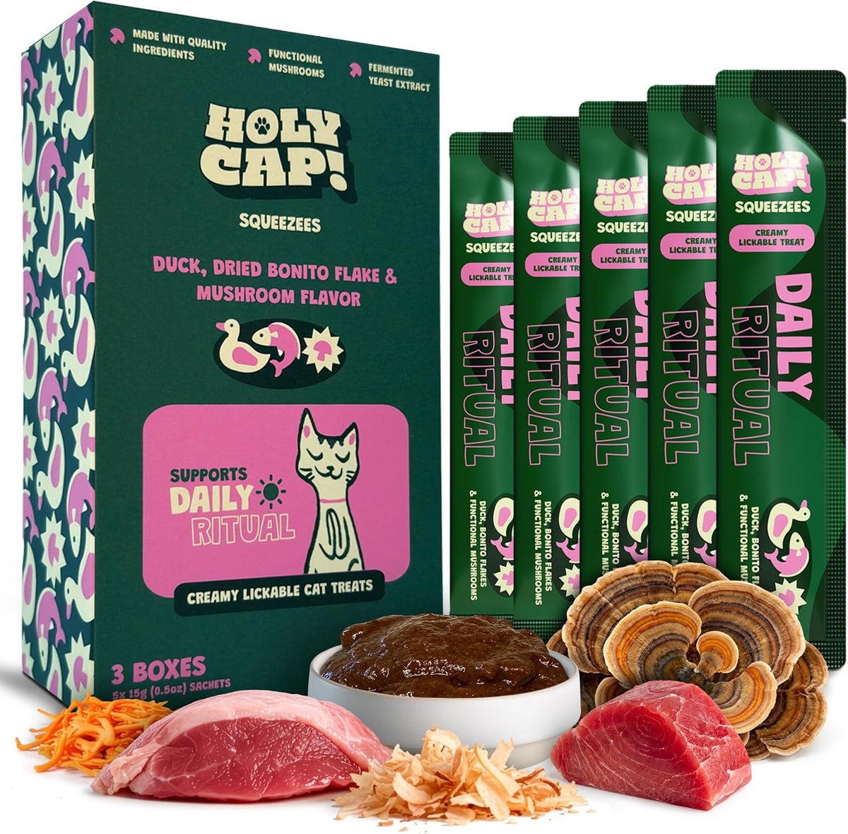 Calm & Chill Grain-Free Lickable Cat Treats 5 Squeezable Pure Tubes (0.5 oz Each), Mackerel & Turkey Flavor, Creamy Cat Pure with Clean Ingredients, Hand-Fed Treat or Meal Topper - Image 12