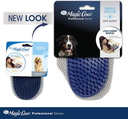 Four Paws Love Glove removing loose undercoat hair from a dog coat