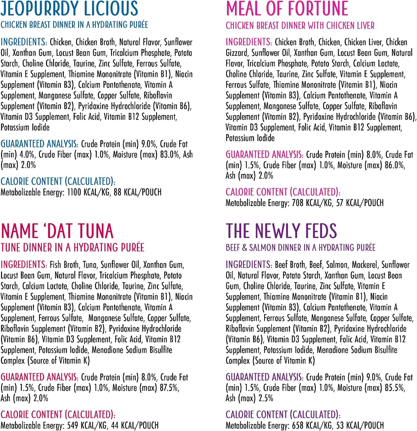 Weruva Showcase Chowdown packaging showing eight distinct flavors