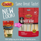 Single ingredient real beef hide retriever rolls for aggressive chewers