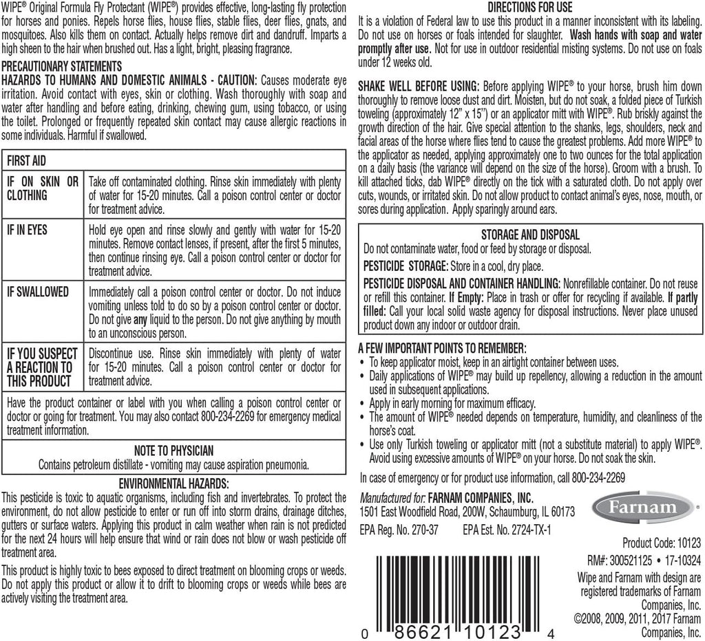 Farnam horse fly protectant ready to use formula packaging overview