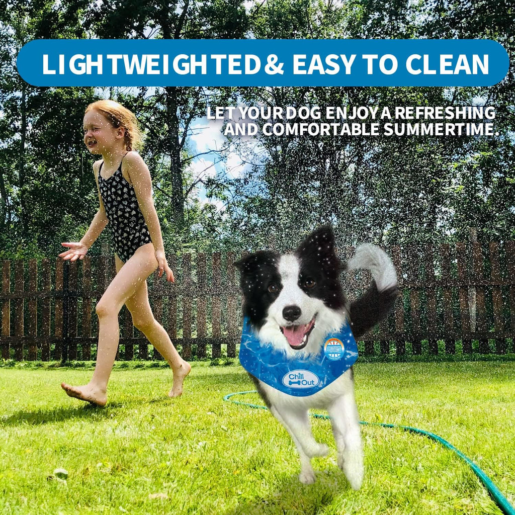 Premium ice bandana for large dogs showing secure hook and loop fastener