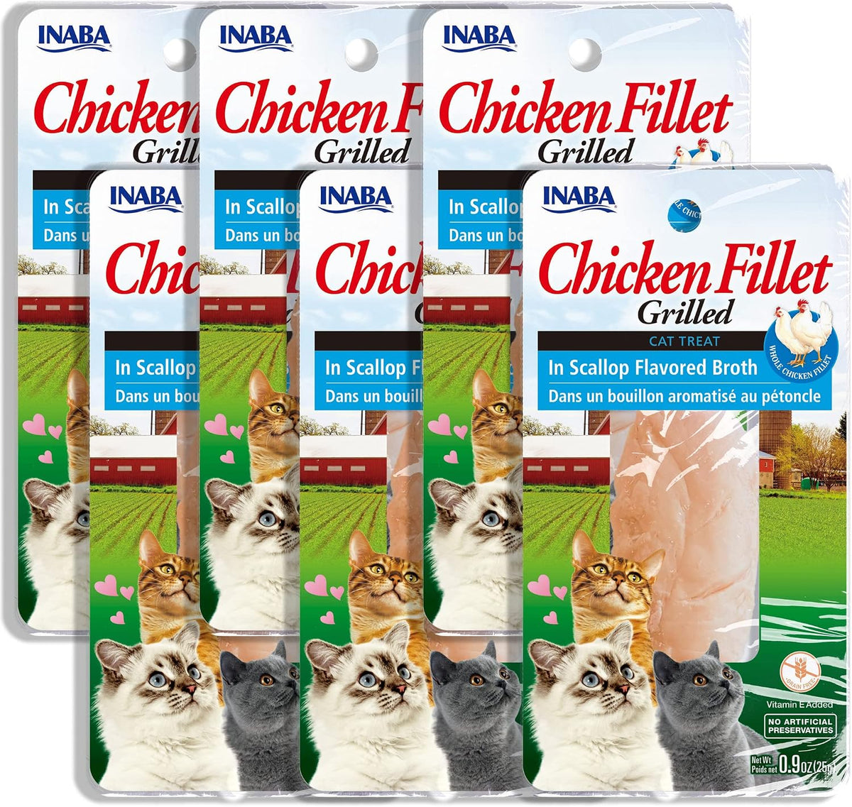 INABA Premium Grilled Chicken Fillet Cat Treats with Vitamin E and Green Tea Extract, 0.9 Ounces Each, Pack of 10, Variety Box - Image 10