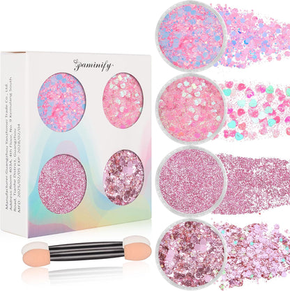 Paminify pink face hair glitter gel set box front view highlighting authentic imported packaging
