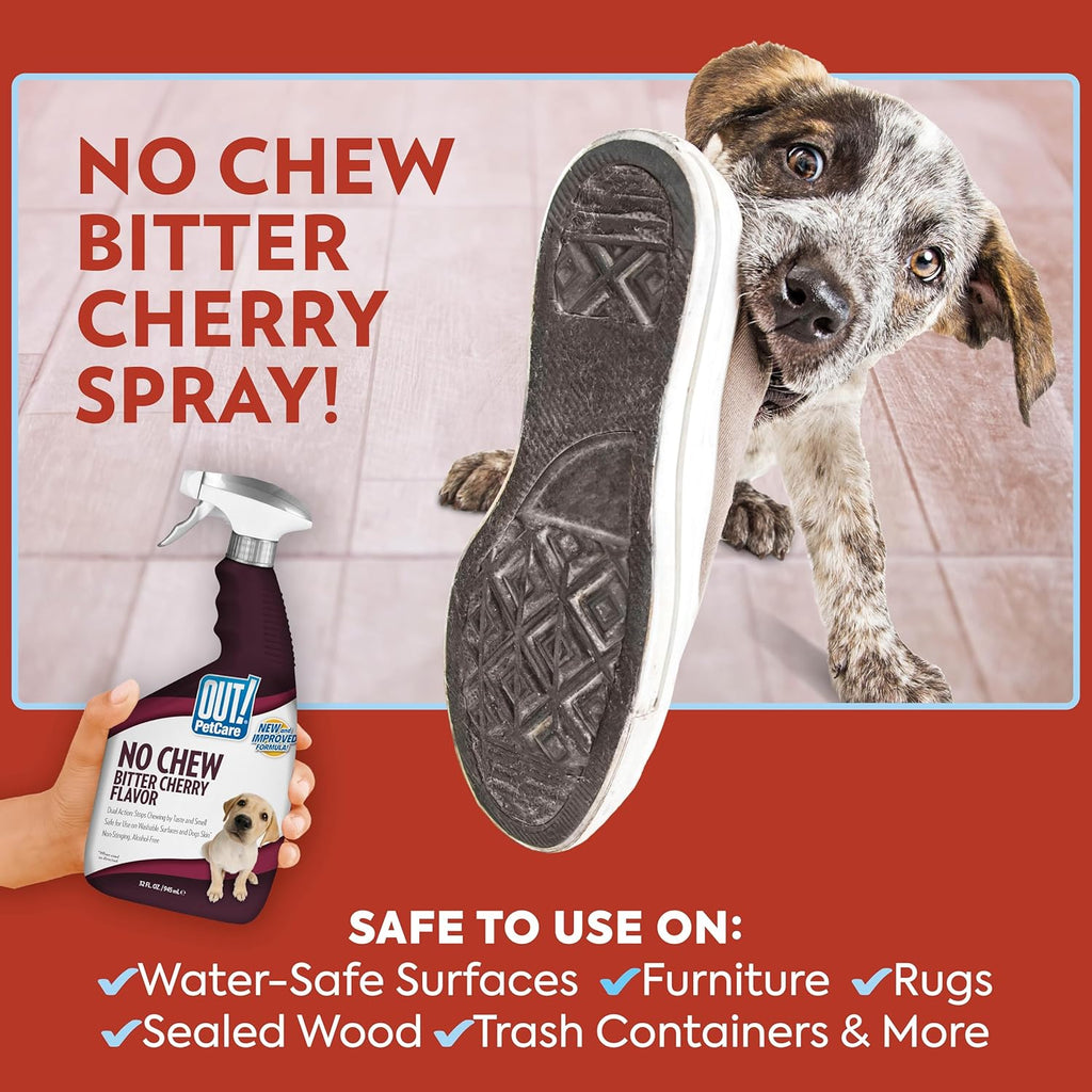 Close up of Out! PetCare dog behavior correction spray label