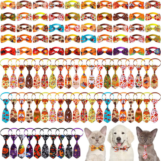 Reginary holiday dog bow tie collar set front view showing colorful pet neckwear styles
