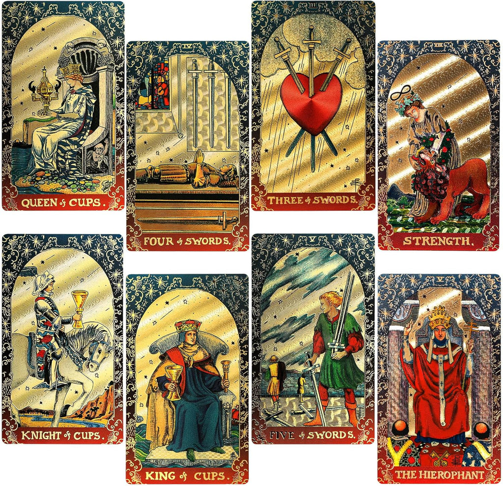Kiino 78 Gold Foil Tarot Deck front view in elegant gift box
