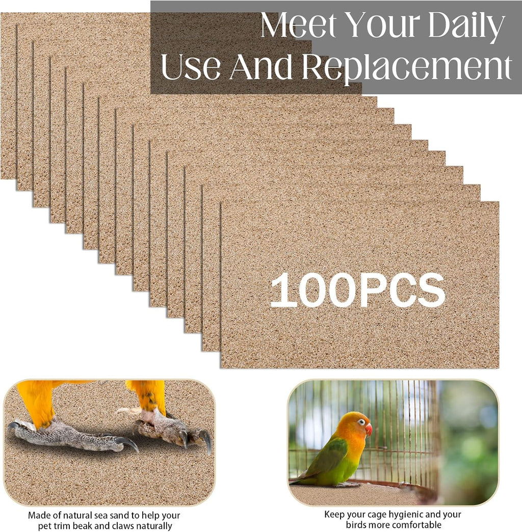 Stack of 100 pre-cut sea sand bird cage liner sheets