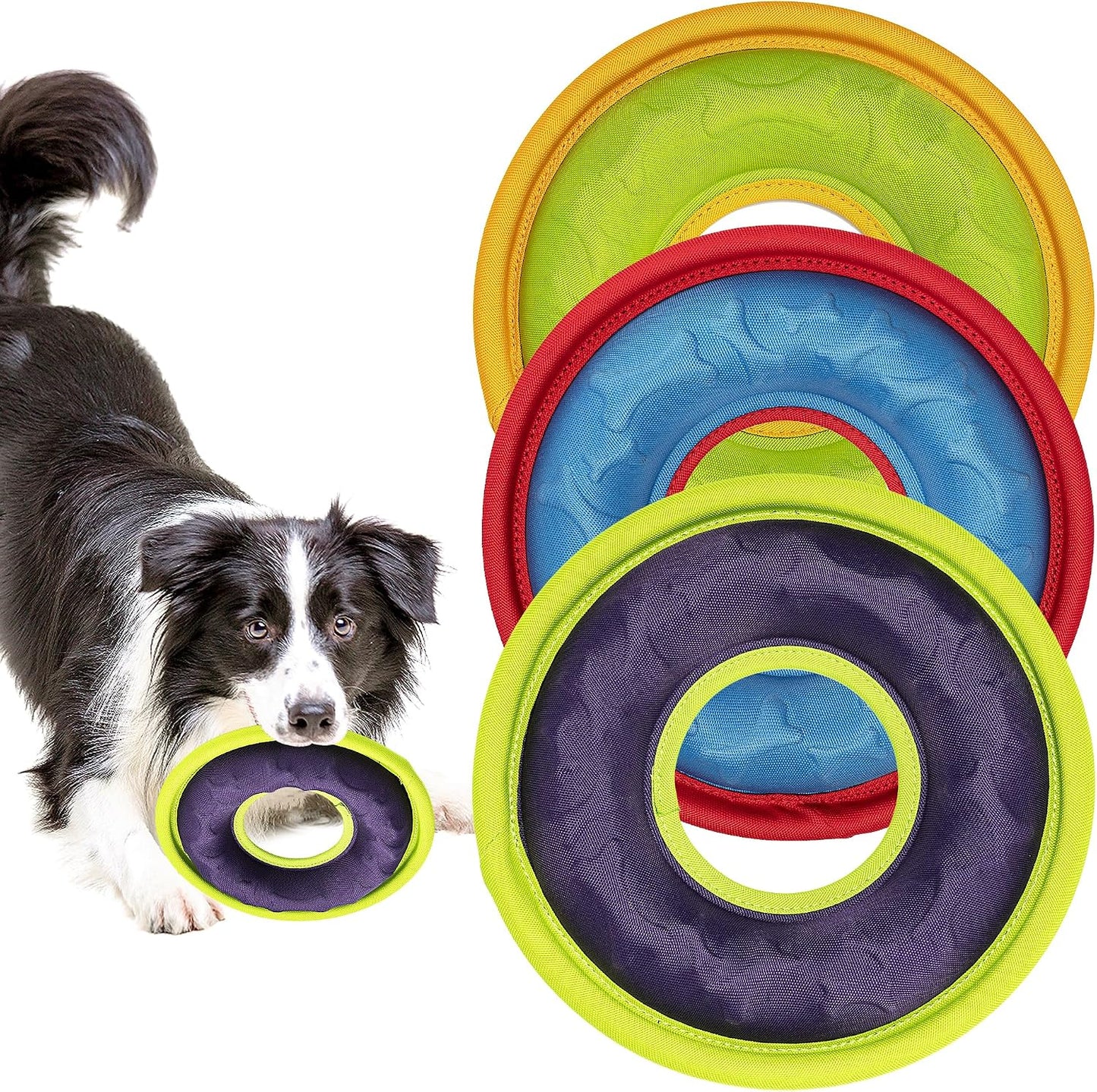 Hongezey 3 Pcs Dog Flying Discs front view for fetch