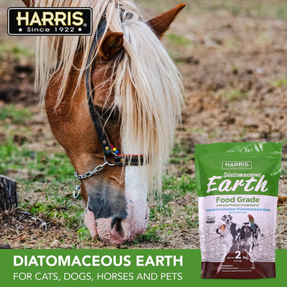 Harris diatomaceous earth packaging details for pet owners.