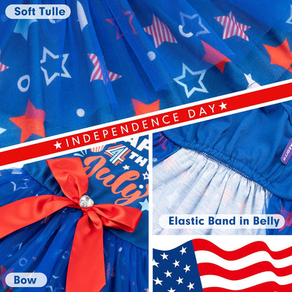 Back view of the blue cyeollo holiday pet outfit emphasizing the stars design details.