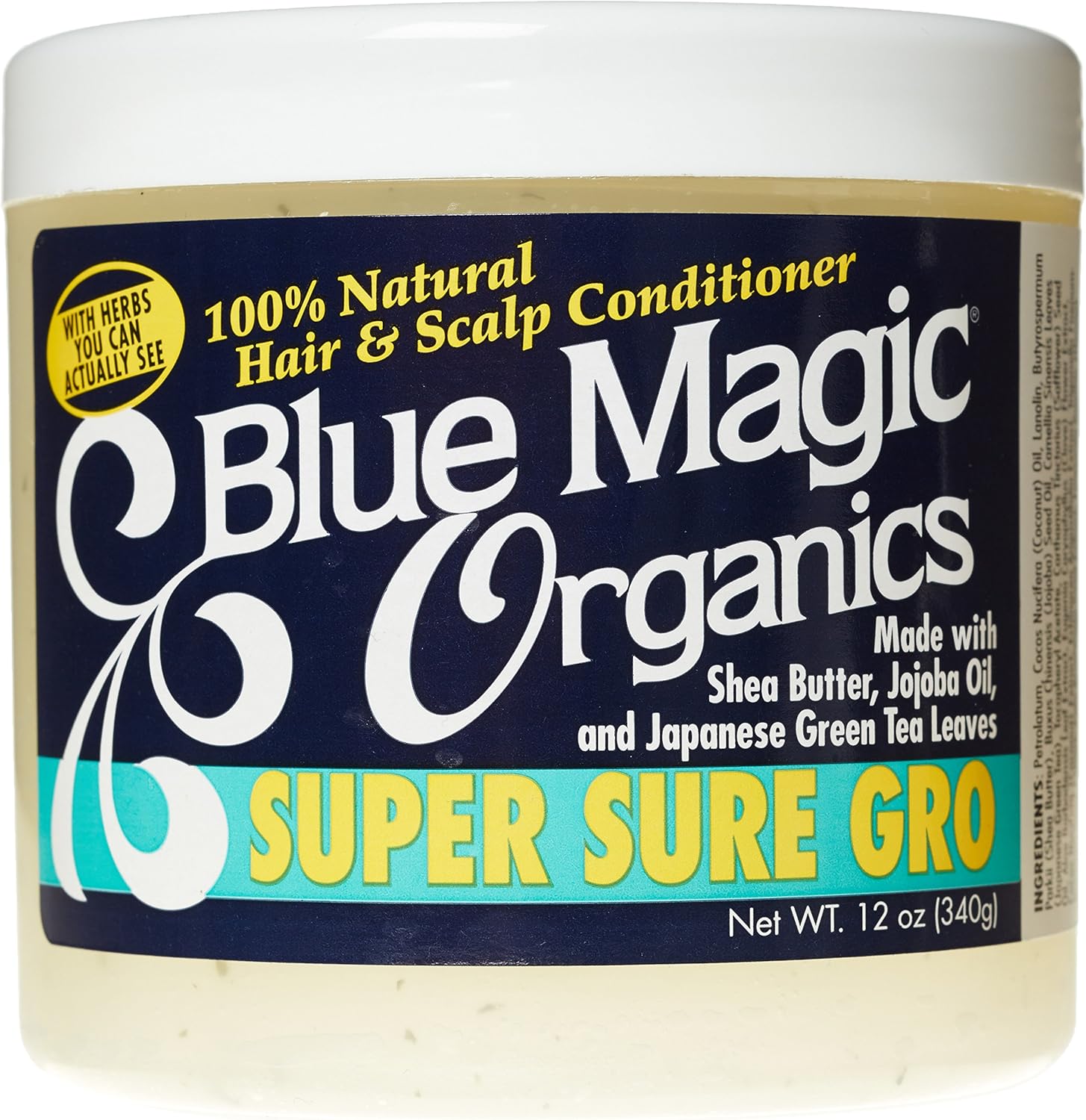 Blue Magic Super Sure Hair Growth Product 12 Ounce front view jar for scalp care