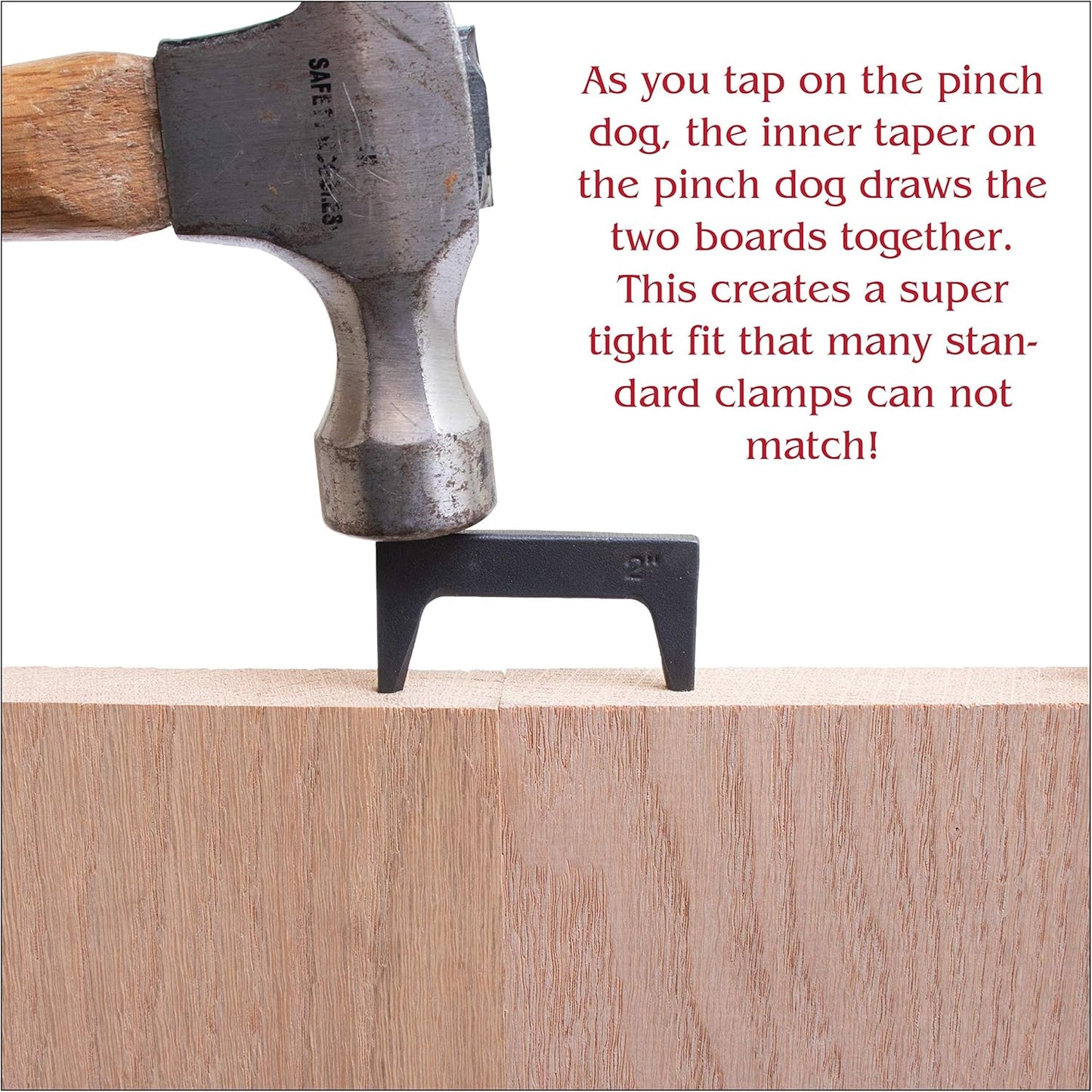 Peachtree Woodworking tool being tapped into the end grain of a wooden panel.