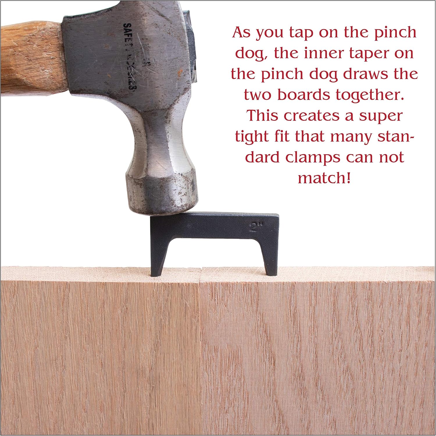 Peachtree Woodworking tool being tapped into the end grain of a wooden panel.