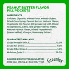 Close up view of a moldable peanut butter flavored dog treat pouch concealing a capsule.