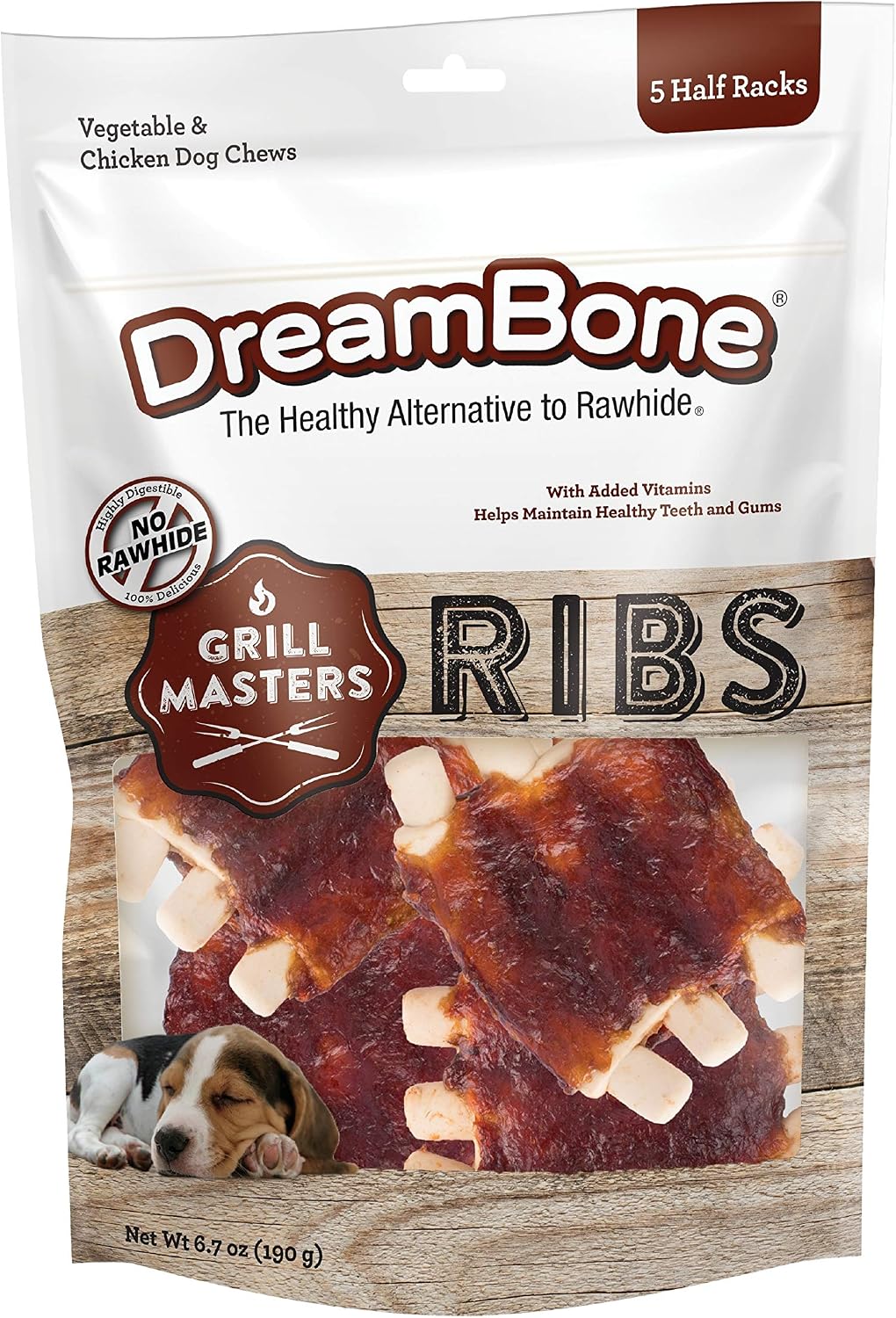 DreamBone Grill Masters T-Bones mini steak shaped barbecue dog treats angle view