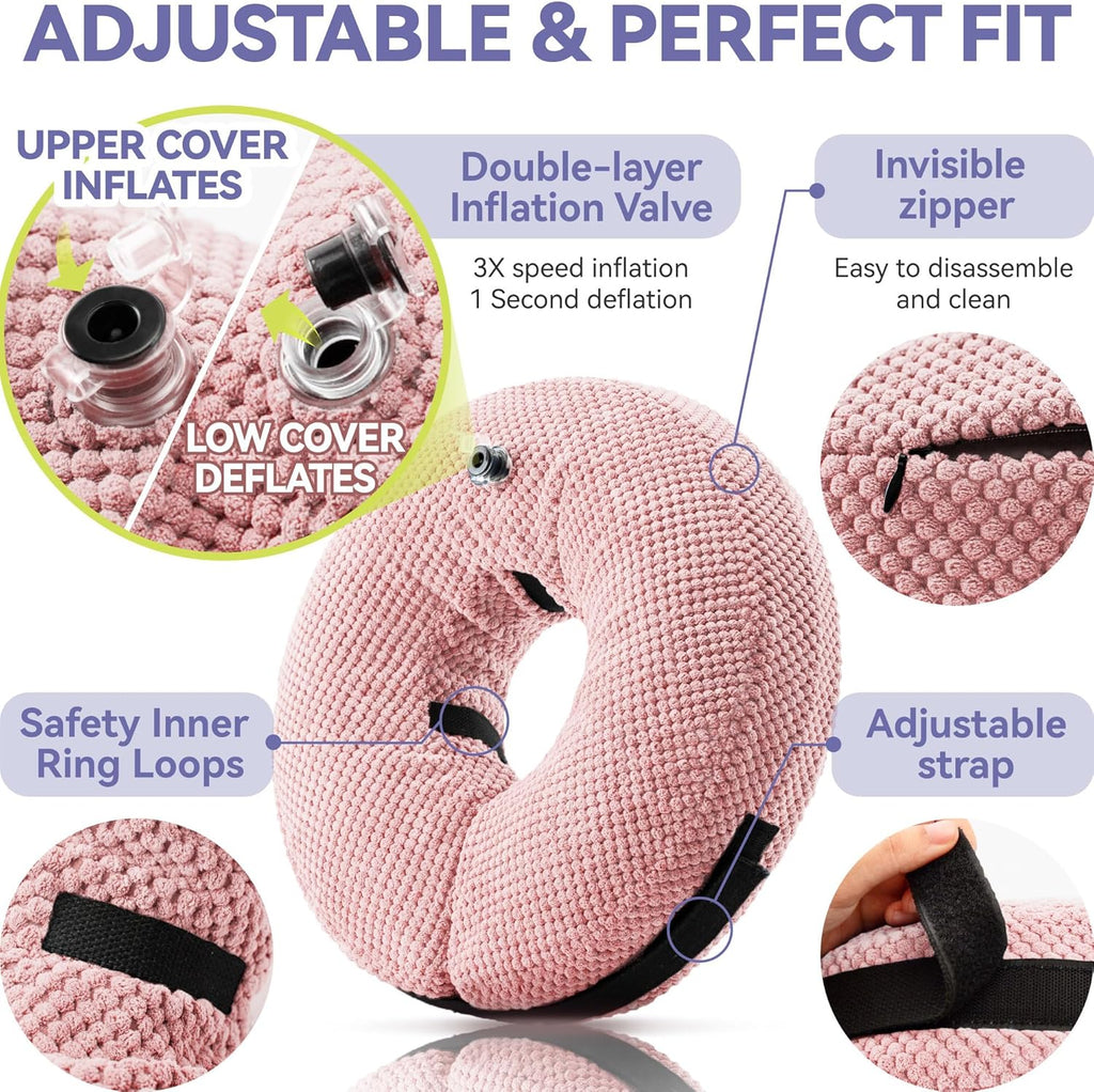 Loflaze surgery recovery donut collar with removable machine washable 3D fabric cover