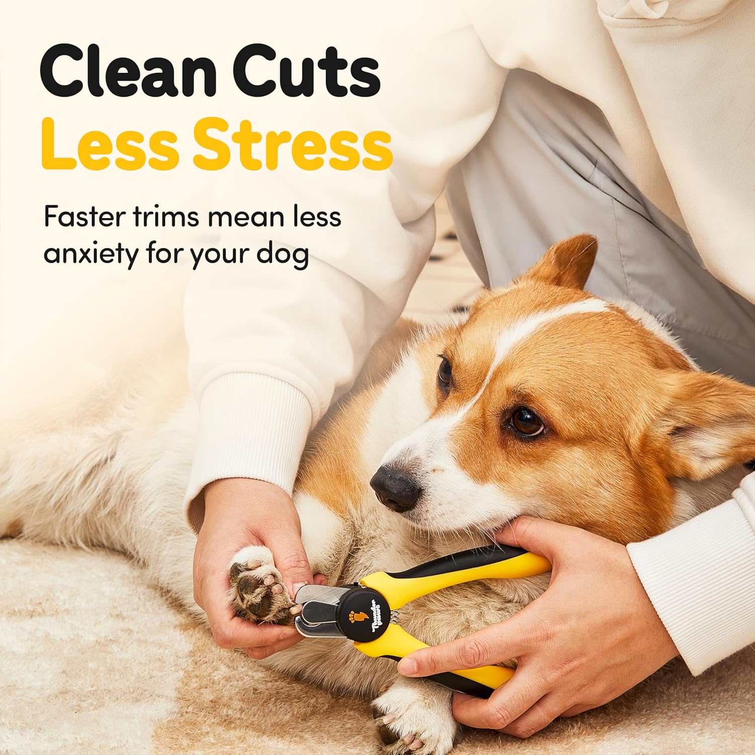 LED Dog Nail Clippers with Light, Trimmers with Protective Guard, Quick Sensor, Safety Lock and Nail File - Suitable for Large and Small Dogs & Cats (Yellow, LED) - Image 4